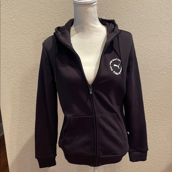 Puma Black Long Sleeve Fitted Zip-Up Hoodie - Picture 1 of 6